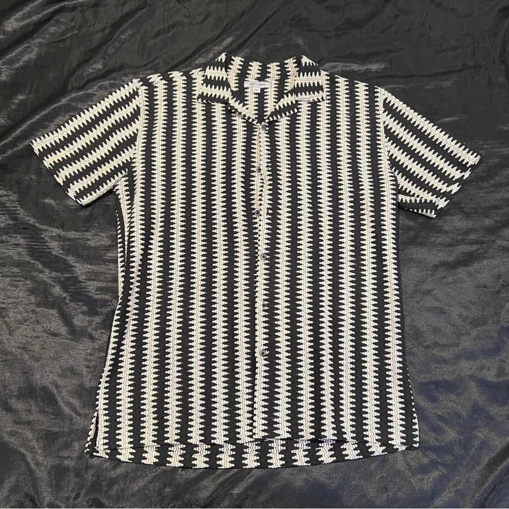 Black and White Striped Men's Shirt